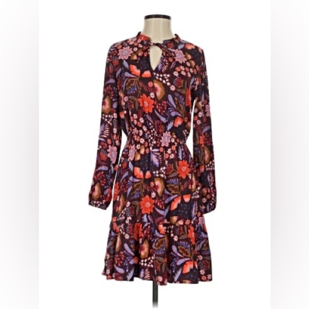 LOFT Multicolor Floral Long Sleeve Dress